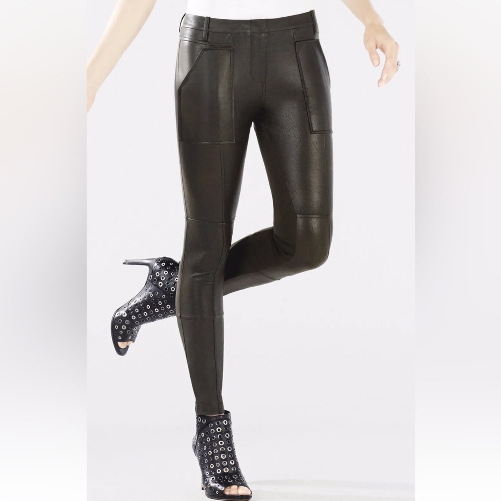 BCBG Maxazria CONNOR faux leather cargo legging pant NWT XS black
